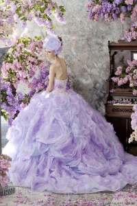 For those who are fully committed to the lavender theme, check out this showstopping lavender wedding dress from Stella de Libero- absolutely stunning!