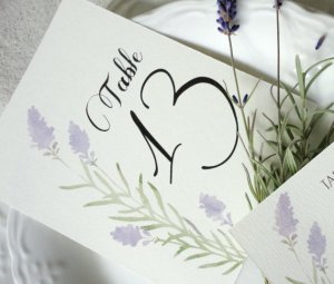Pretty, soft watercolor lavender table numbers by NooneyArt on etsy.